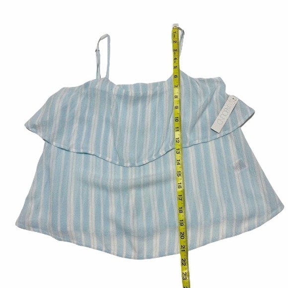 STRIPED White and Light Blue Tiered Spaghetti Strap Tank - Picture 4 of 11